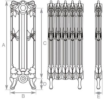 Dragonfly cast iron radiator measurements