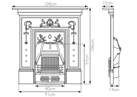 Bella combination fireplace measurements