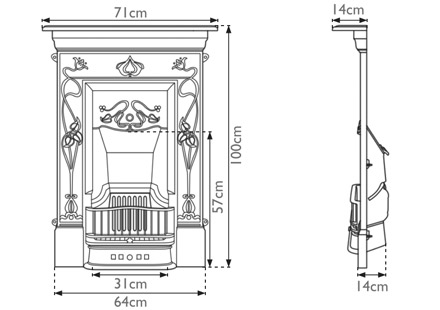 Crocus cast iron combination fireplace measurements