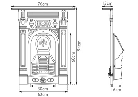 small Victorian combination fireplace measurements