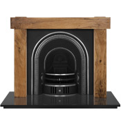 beckingham fireplace insert in highlight polish with wooden surround
