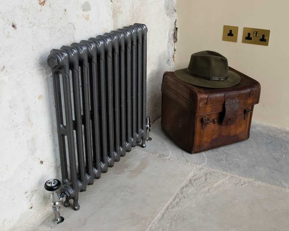 Victorian 2 column cast iron radiator in foundry grey